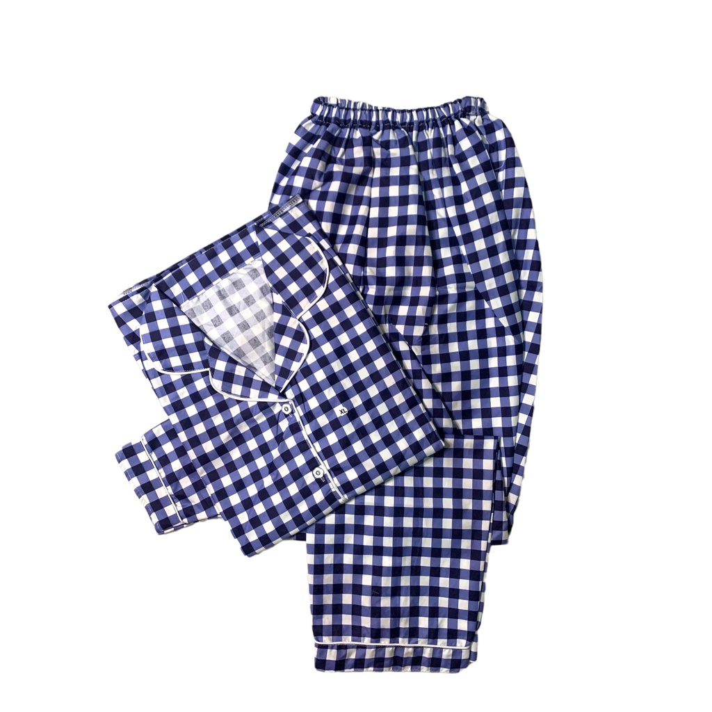 PIYAMA WANITA / BAJU TIDUR WANITA MOTIF LENGAN PANJANG MOTIF KOTAK PP-PP CHARLOTE NAVY