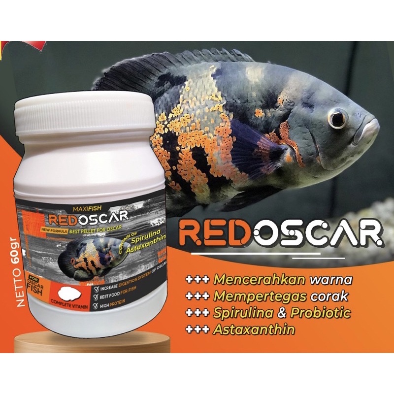 PELET RED OSCAR TIGER BATIK ALBINO PAKAN IKAN HIAS PREMIUM PREDATOR