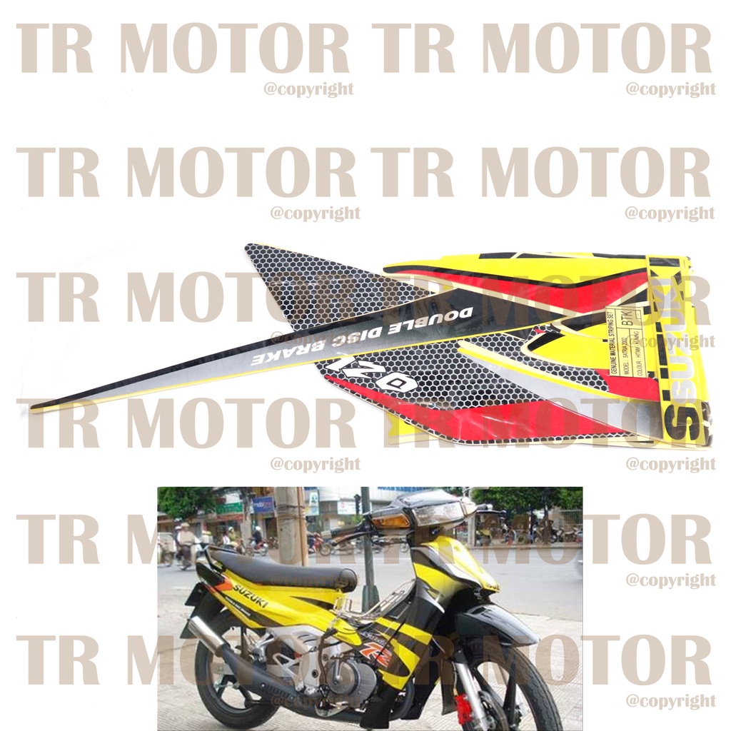 Stiker Motor Satria 2Tak Lumba Kotak Sticker Striping Lis Full Set Motor