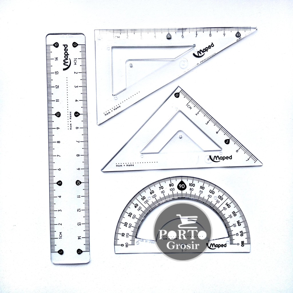 

Maped Essentials Mini Set Ruler 15cm Penggaris 15 cm isi 4 Segitiga Sama Sisi Siku Busur Derajat