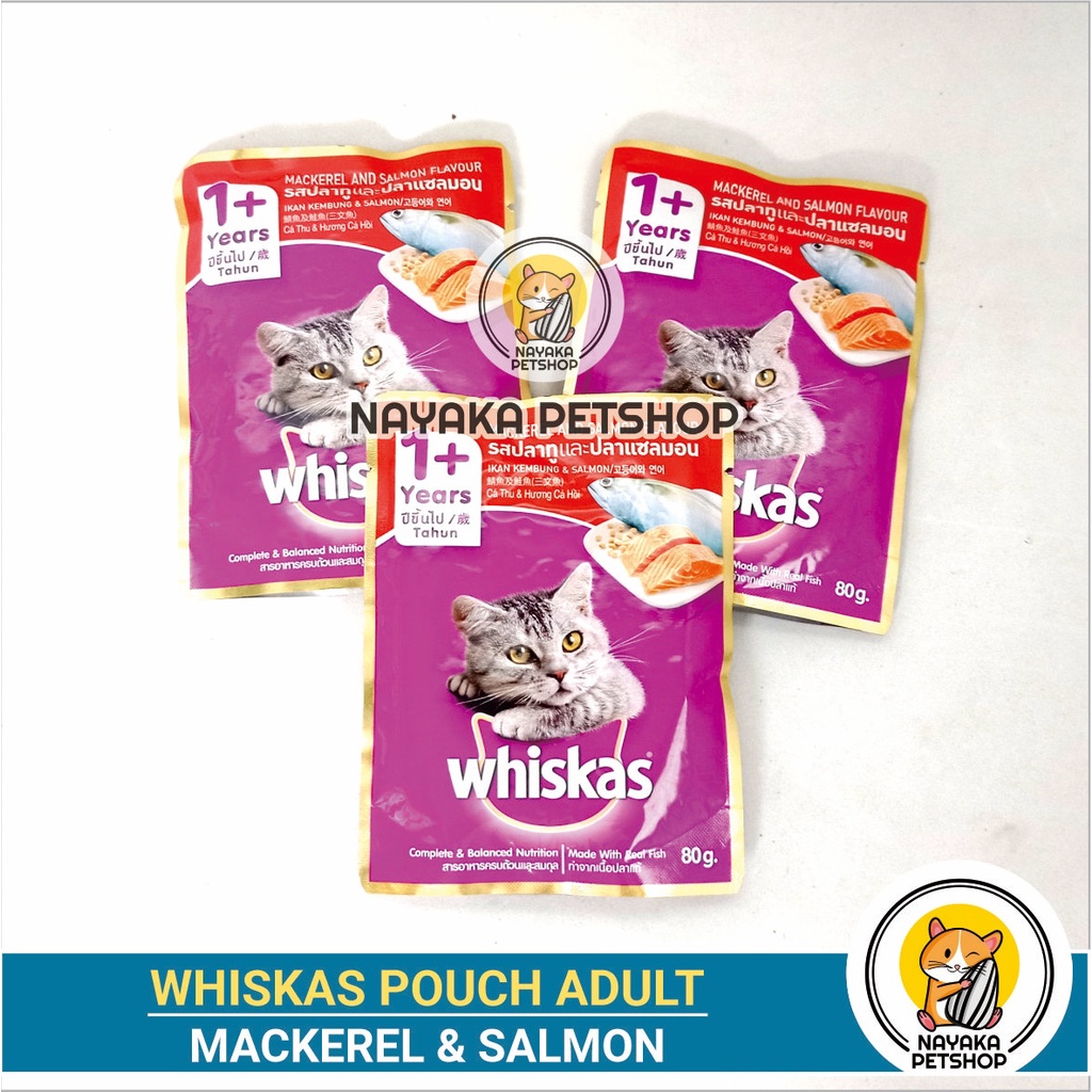 Makanan Kucing Basah Whiskas Mackerel Salmon Pouch Pakan Cat Wet Food