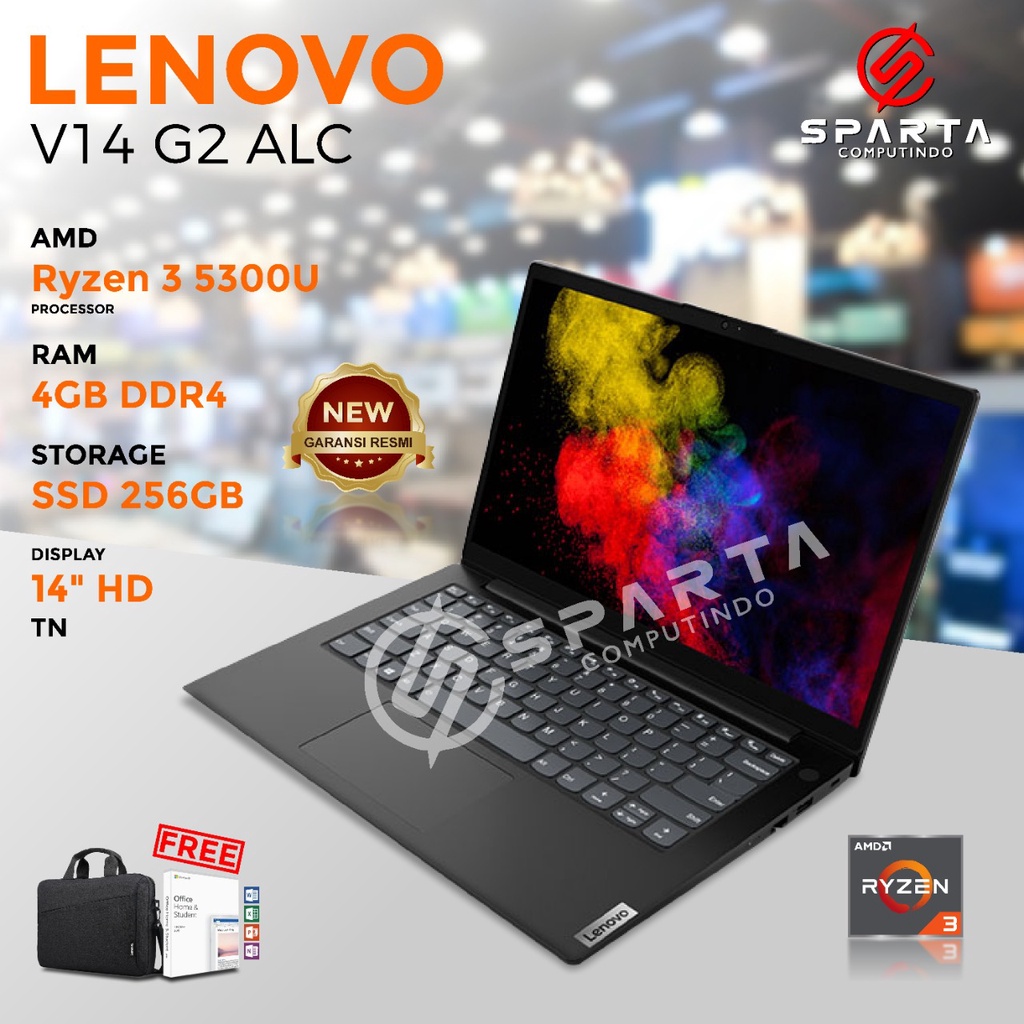 Laptop Lenovo V14 G2 ALC Ryzen 3 4GB SSD256GB 14in FHD New Garansi Resmi