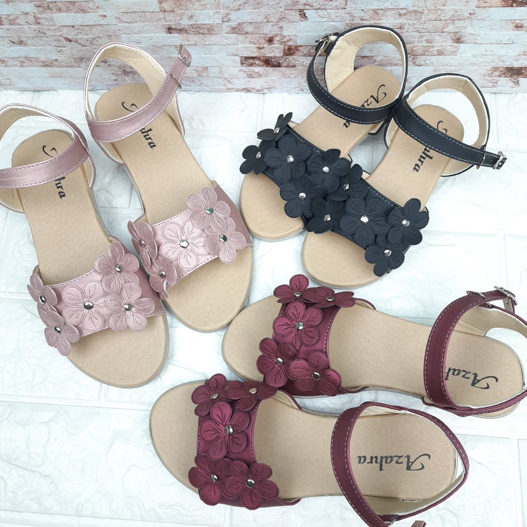 [TAMAN SEPATUKU] SEPATU TRENDY MURAH SANDAL ANAK PEREMPUAN BUNGA EMBOS 5 6 7 8 TAHUN HAX05