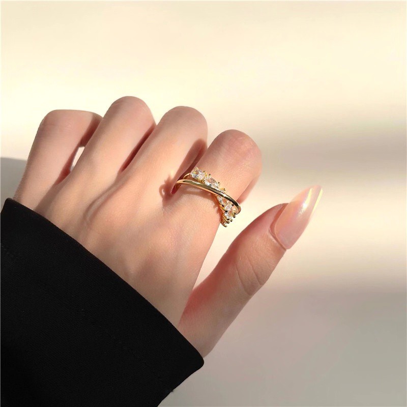 Cincin Jari Telunjuk Model Terbuka Bahan Zirkon