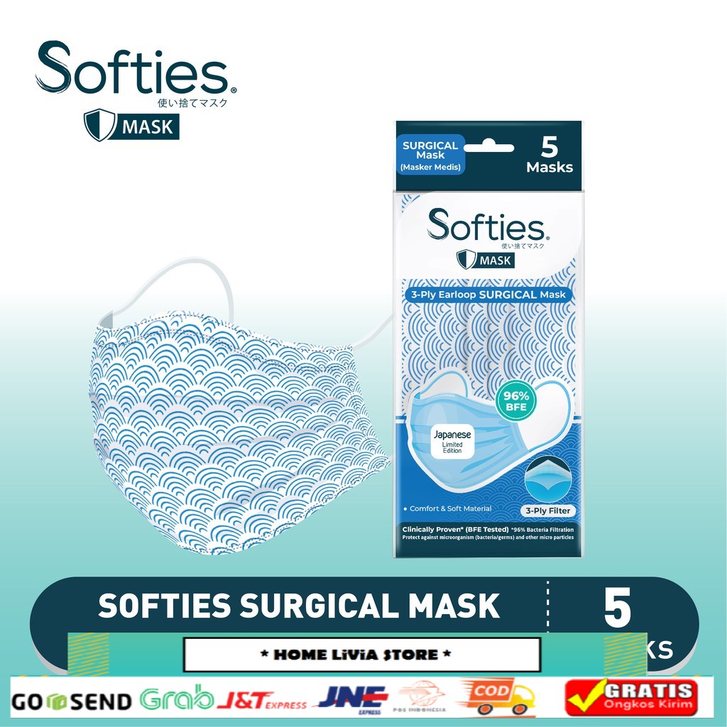 Softies Surgical Mask Jepang Biru 5s