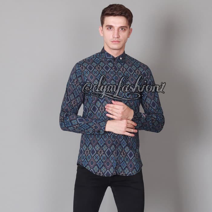 Laris kemeja flanel planel pria lelaki cowok murah biru hitam & merah