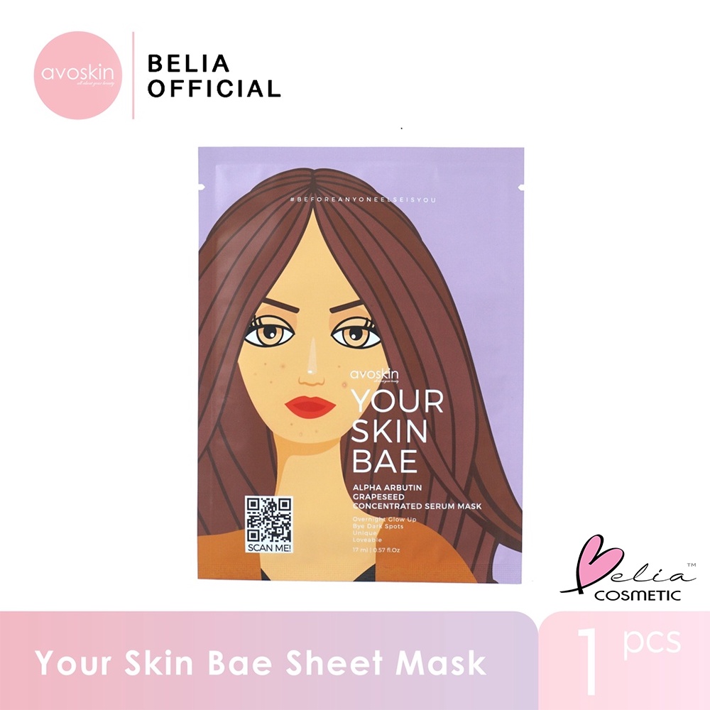 ❤ BELIA ❤ AVOSKIN Your Skin Bae Sheet Mask | Niacinamide | Vitamin C | Alpha Arbutin | Serum Mask | BPOM