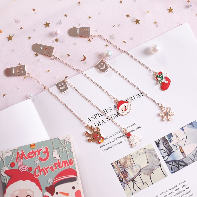 

Pembatas Buku Metal Natal Lucu / Bookmark Organizer Christmas Metal