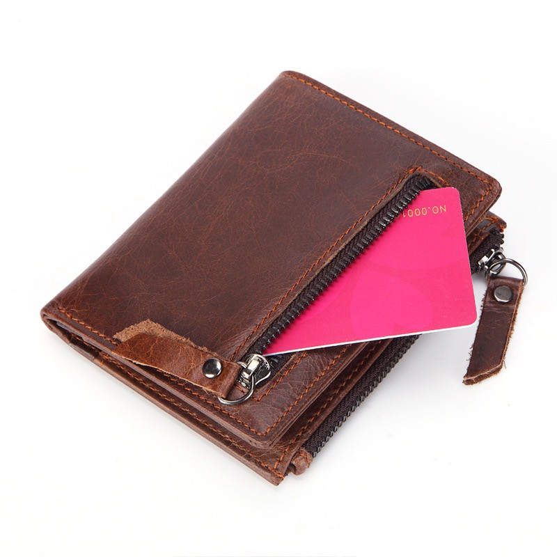 KULIT ASLI 100% DOMPET 6046 UANG PRIA RESLETING TEBAL WALLET PURSE