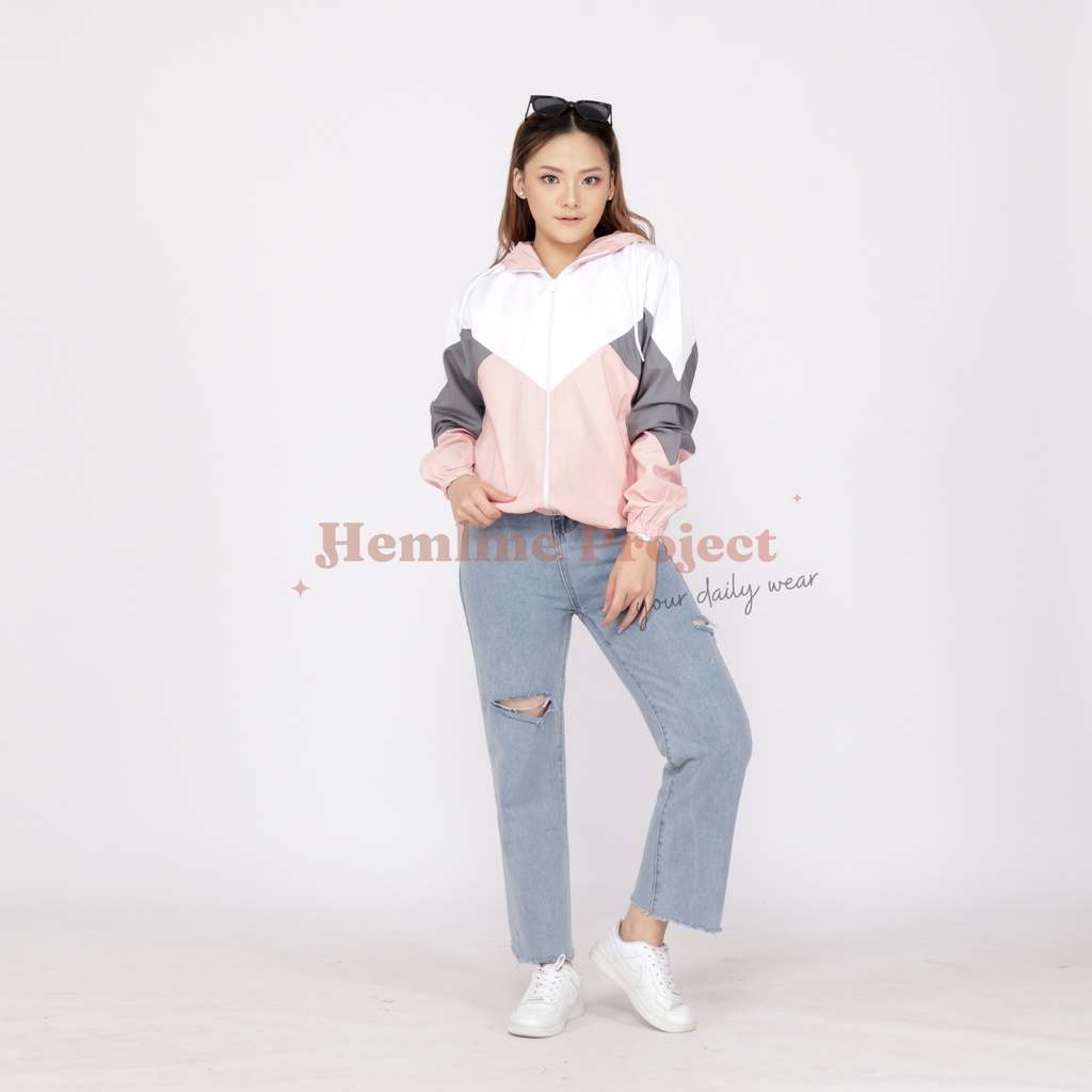 Almas Jaket Peach - Jaket Parasut Hoodie Wanita