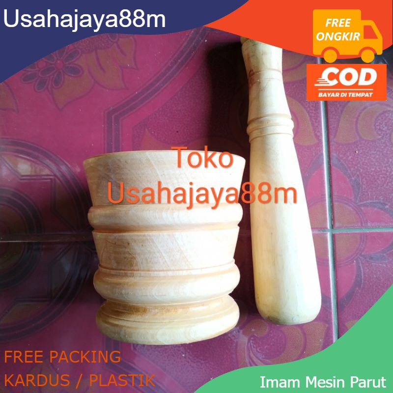 Lumpang kayu siap pakai kecil 13cm set lumpang dan alu