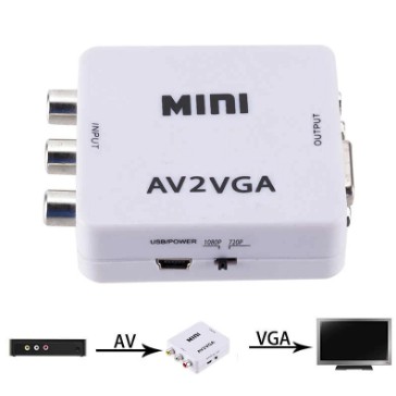 AV to VGA Konverter RCA to VGA Video Converter Full HD High Resolution