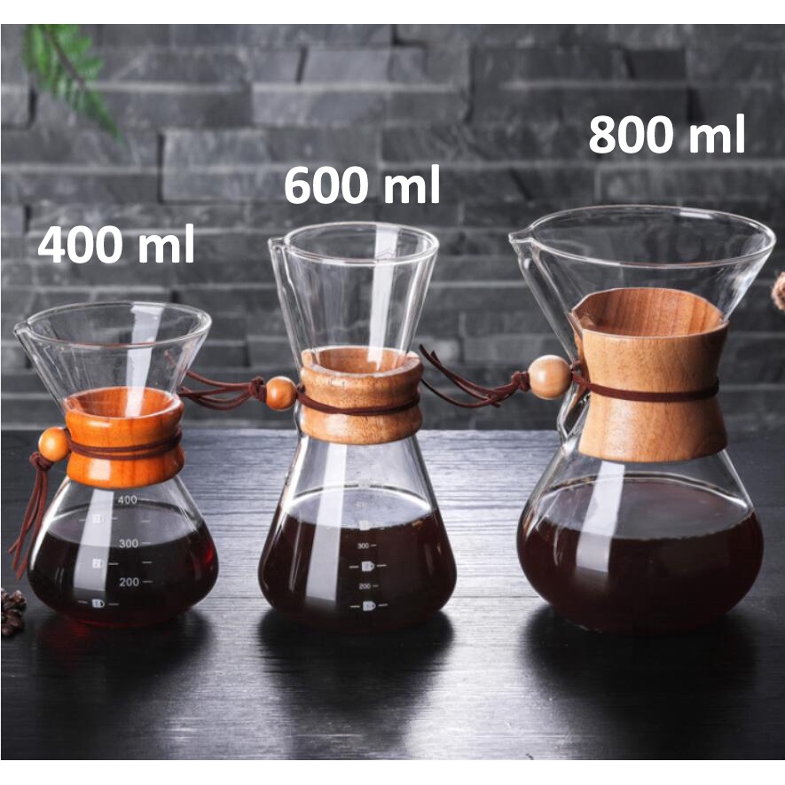 Teko Kopi Pot Kaca Coffee Drip V60 Kapasitas 400ml dan 600ml