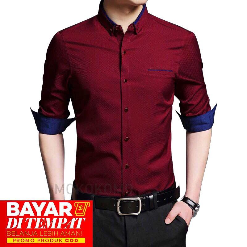 MOKOKOMO HEM TOPMAN KEMEJA FORMAL PRIA ( Uku. L &amp; XL ) LENGAN PANJANG FASHION PRIA