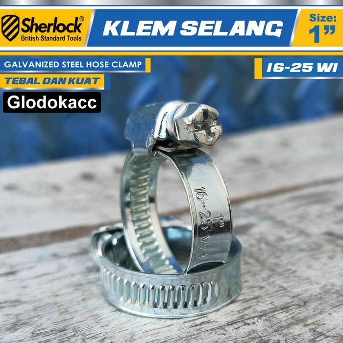 Klem Selang / Hose Clamp Gas Sherlock 1&quot; (1 kotak isi 2 pcs)