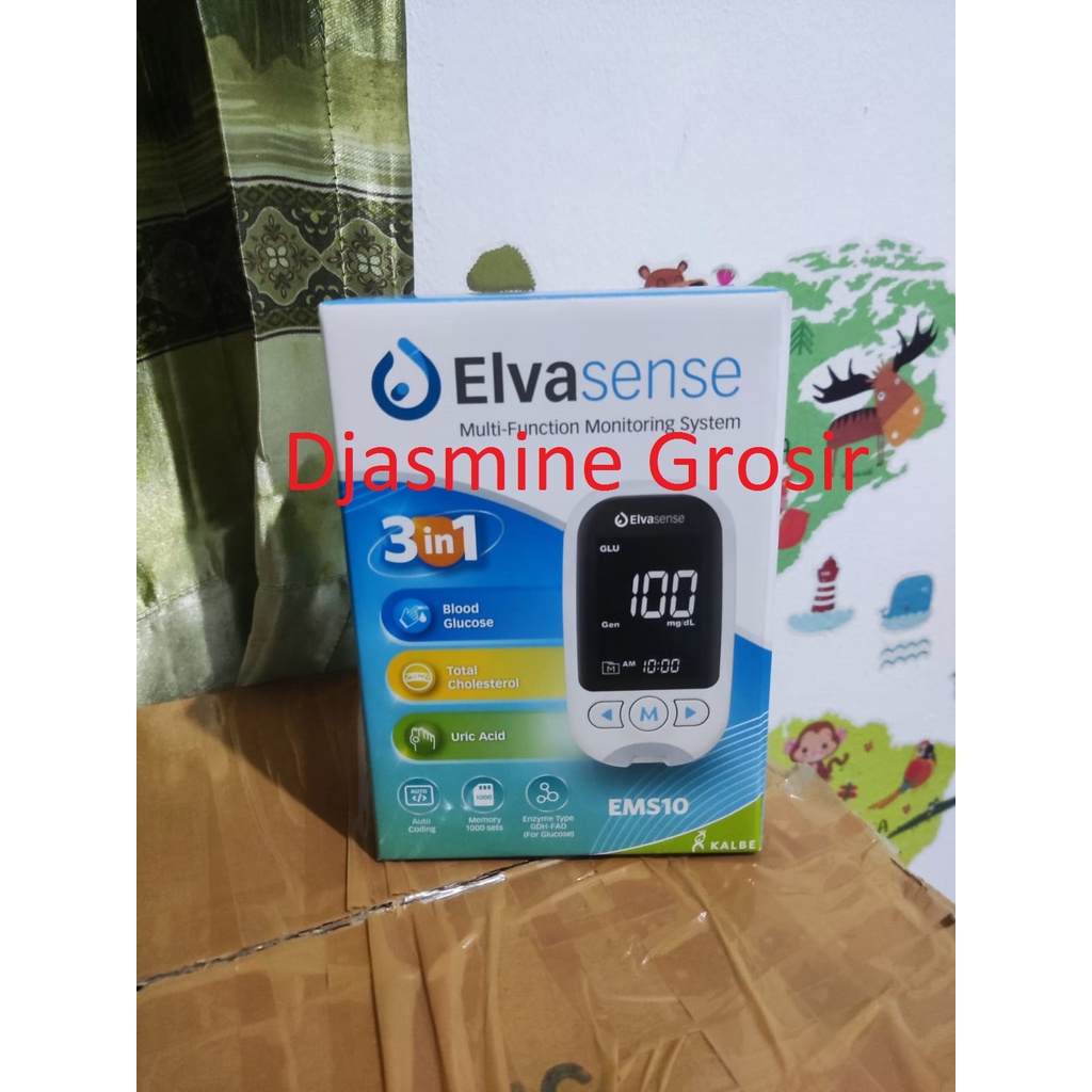 Alat Cek 3in1 Elvasense Free Strip (Gula Darah, Kolesterol &amp; Asam Urat)