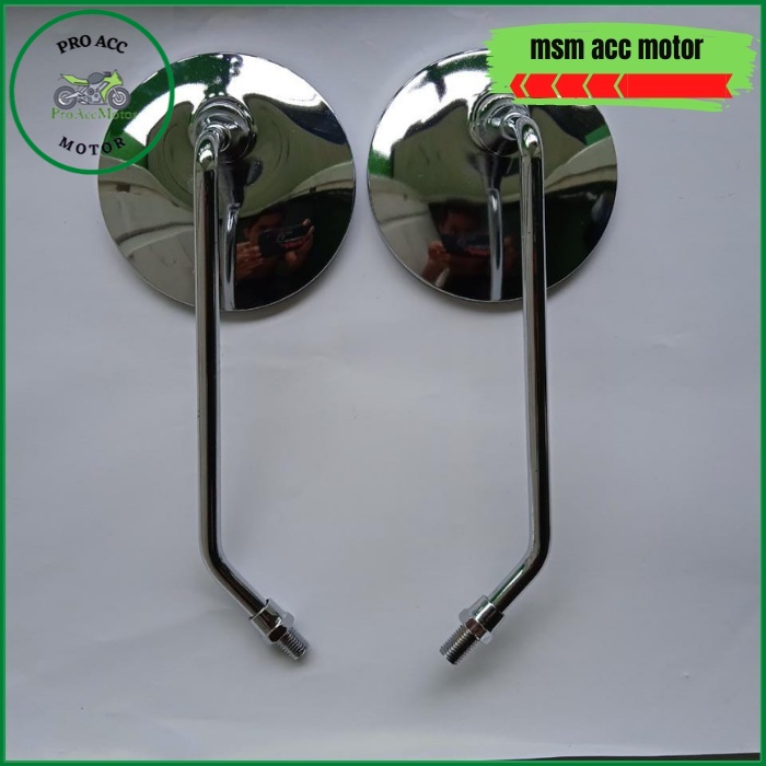 Spion Fazzio Model Bulat Tangkai Panjang Full Chrome