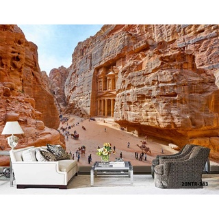 Wallpaper Dinding 3D Custom Destinasi Wisata Bukit Petra Yordania (20NTR-383) #0