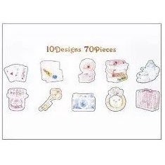 [MILOLI] 70Pcs ROMANTIC STICKER & FROST SEAL Sticker Décor Jurnal Stiker Hias Diary Scrapbook -B0316-G. Life Thing-46118