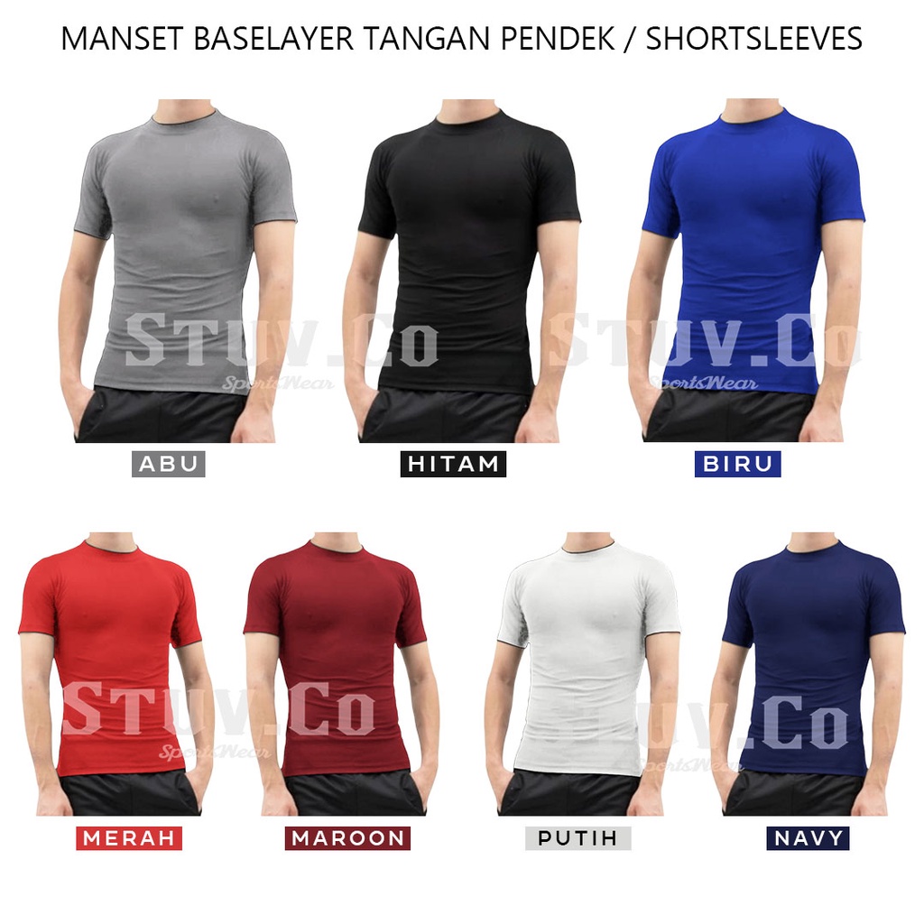 BASELAYER SHORTSLEEVE LENGAN PENDEK JOGGING LATIHAN GYM FITNESS RENANG SEPEDA VOLI BADMINTON PRIA