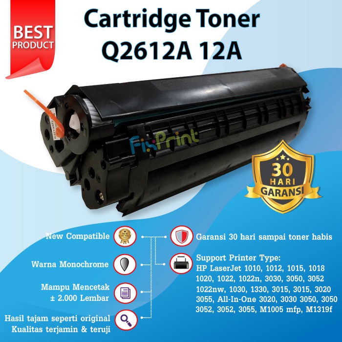 CARTRIDGE TONER COMPATIBLE HP 12A Q2612A PRINTER LASERJET 1010 1020 1022 P3005