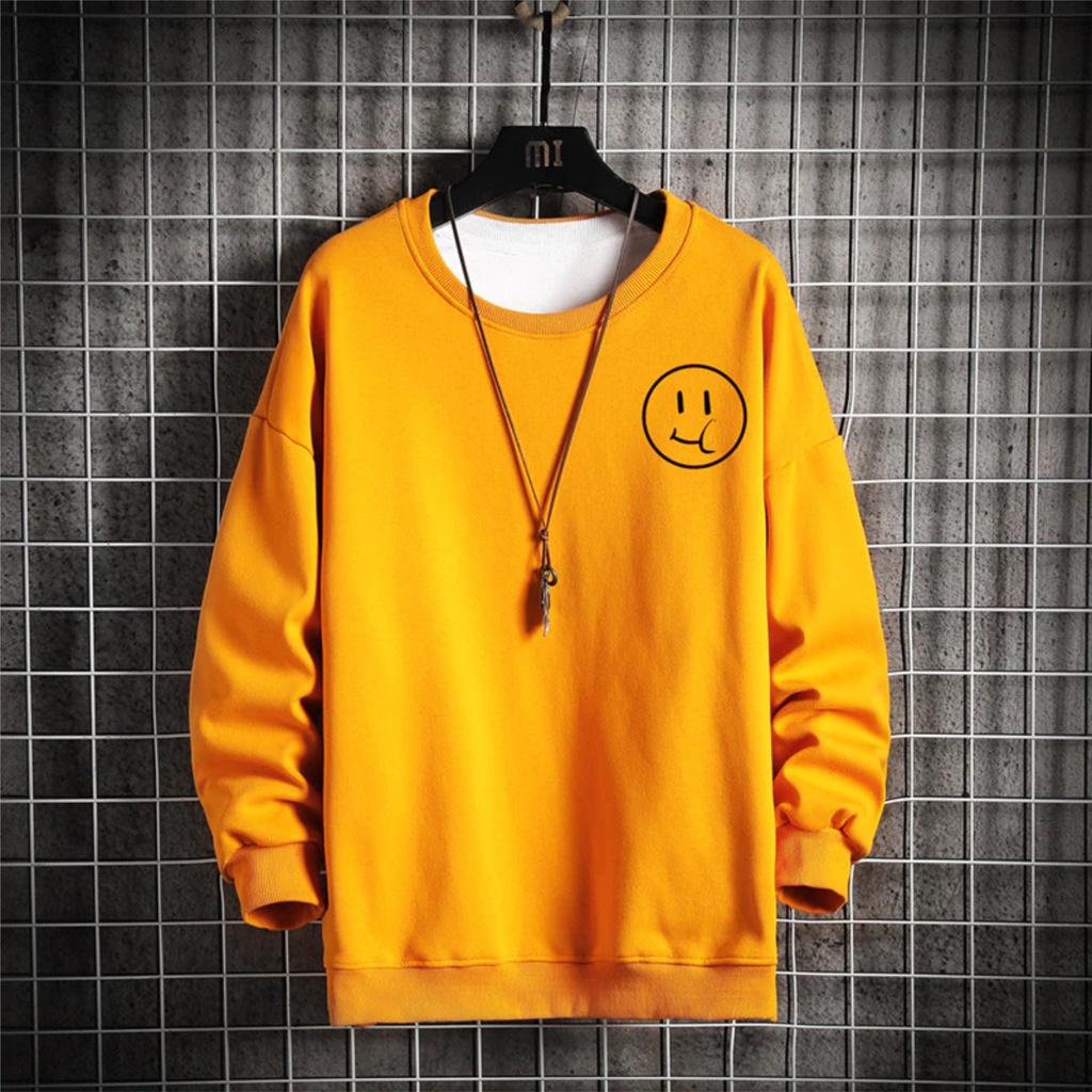 Smile logo Basic Sweater II Smile logo Sweater Crewneck II Sweatshirt SIZE M - XL ( Pria &amp; Wanita / Anak &amp; Dewasa )