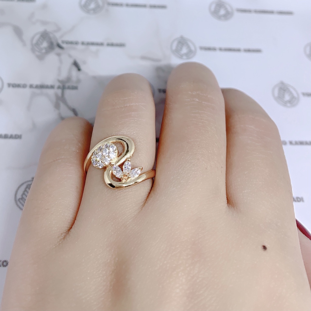 Cincin Xuping Gold Fashion Wanita Motif Permata Satu Simple Perhiasan Wanita *28