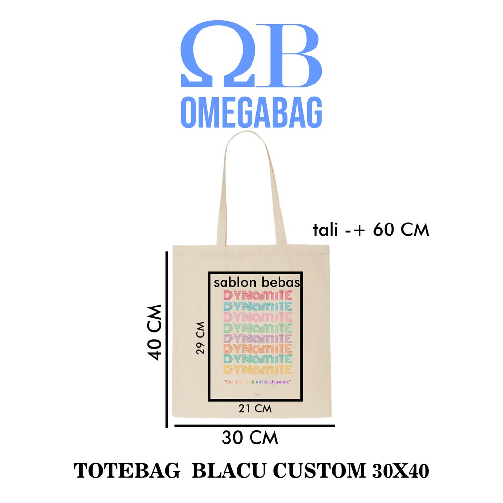 Totebag Wanita Custom Kain Blacu 30x40