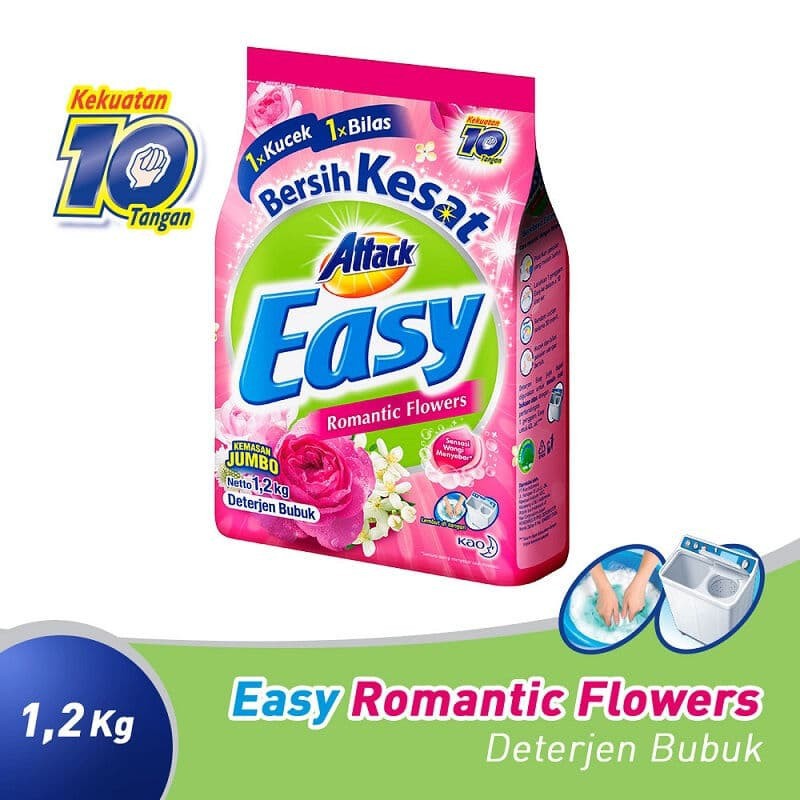 ATTACK Easy Romantic Flowers Deterjen Bubuk 1,2 kg