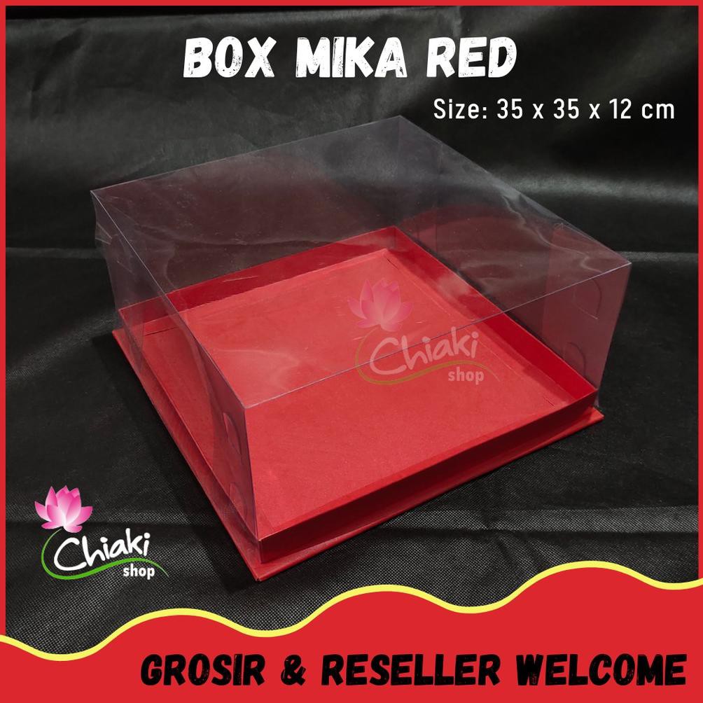 

Box Mika ALAS MERAH Uk 35 x 35 x T. 12 cm / Cupcake isi 16 Cake Pudding Tart Dus Emas Karton Tebal (