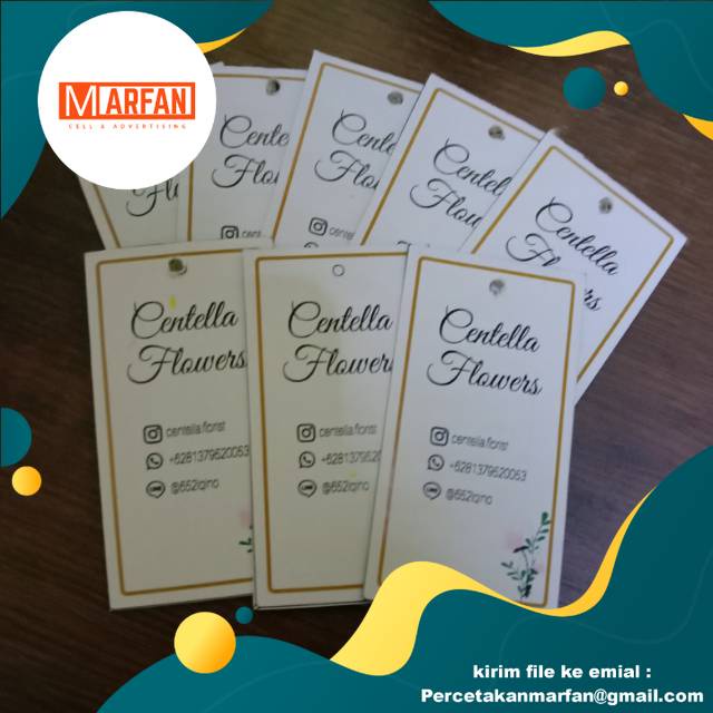 

HANG TAG HANGING LABEL PRODUK 6cm x 3 cm bahan Artpaper