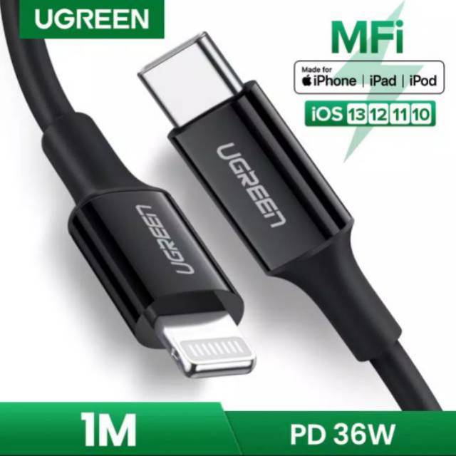 Ugreen Kabel Lightning MFi Support For Ip 13 14 12 8 11 X XR XS X Max Ipad Support PD Charger 20Watt