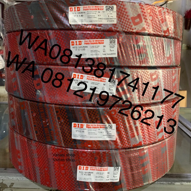 VELG DID HITAM RING 17 UKURAN 185 DAN 215 SEPASANG