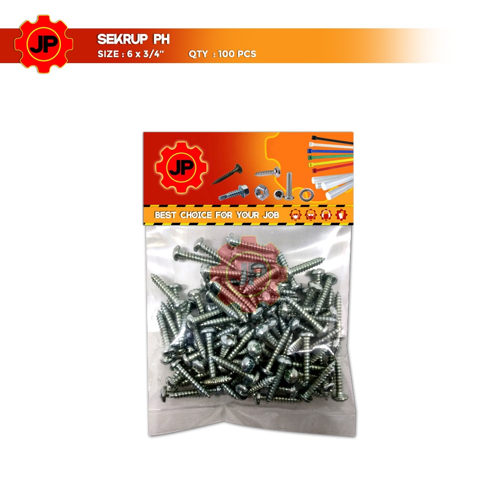 SEKRUP PH 6 x 3/4 - SKRUP PH 6x3/4 BAUT TAPPING ISI 100 PCS