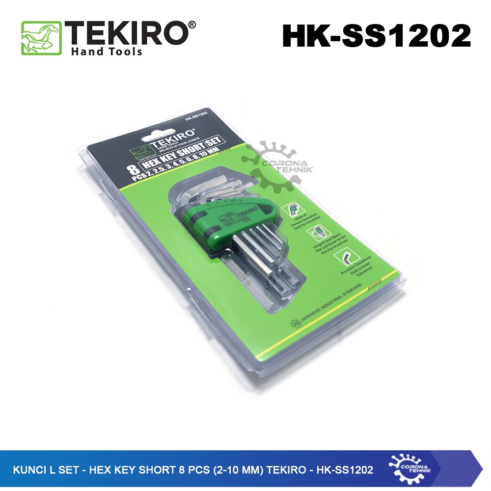 Tekiro - HK-SS1202 - Kunci L Set Hex Key 8 Pcs Pendek