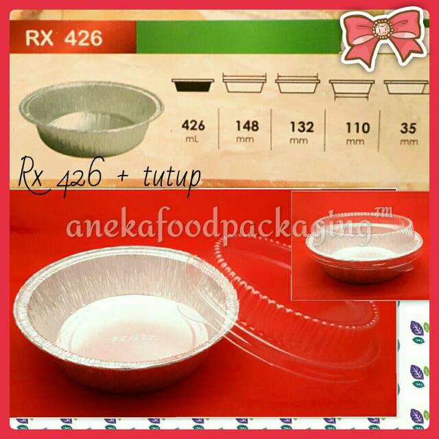 Cup wadah aluminium foil bulat Rx 426+tutup
