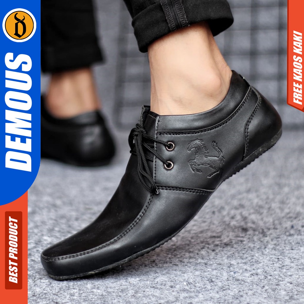 DEMOUS LETTO Sepatu Casual Formal Pantofel Kulit Asli Pria