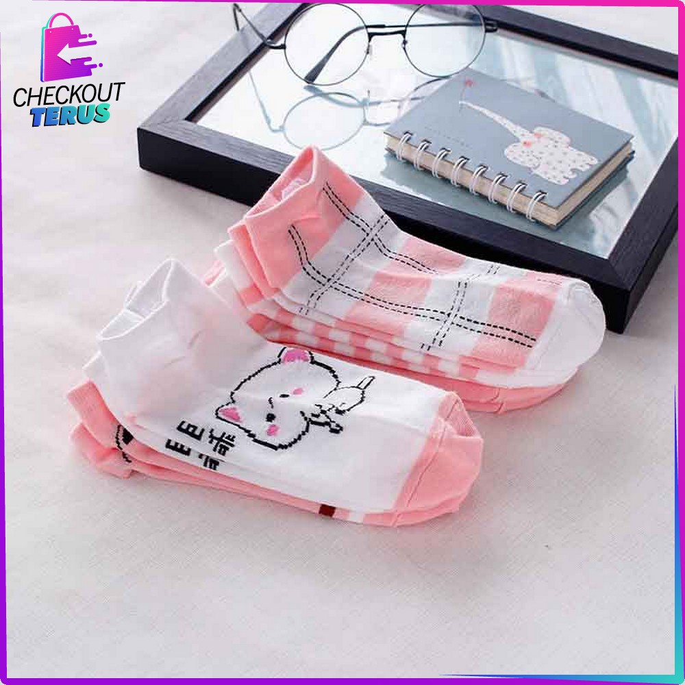 CT P250 Kaos Kaki Wanita Motif Kartun Kucing Lucu Fashion Korea Kaus Kaki Pendek Wanita Motif Semata Kaki Murah