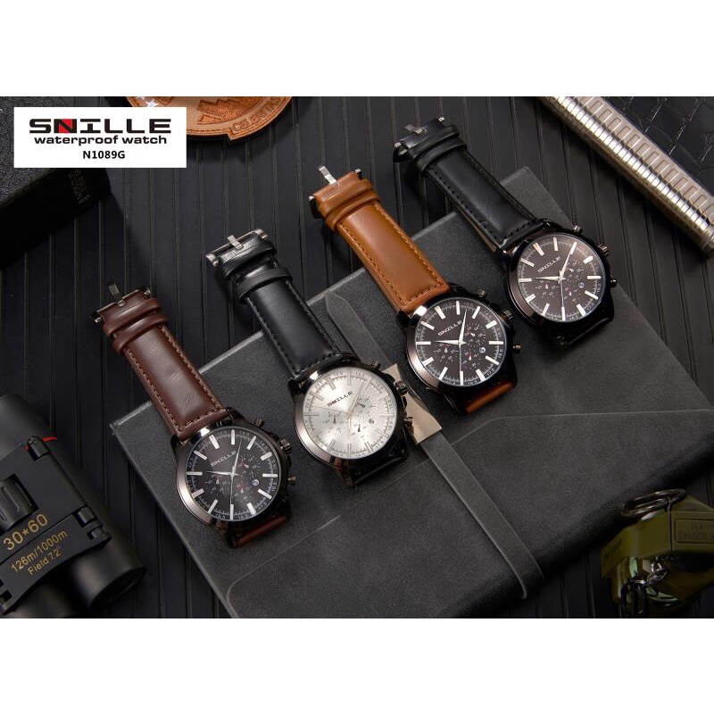 JAM TANGAN PRIA SNILLE N 1089 G-JAM TANGAN KULIT TANGGAL