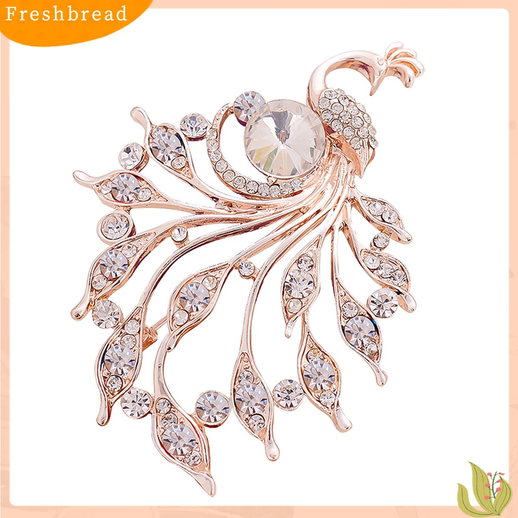 [ TERLARIS]Women Peacock Shape Rhinestone Inlaid Brooch Pin Breastpin Collar Hat Jewelry