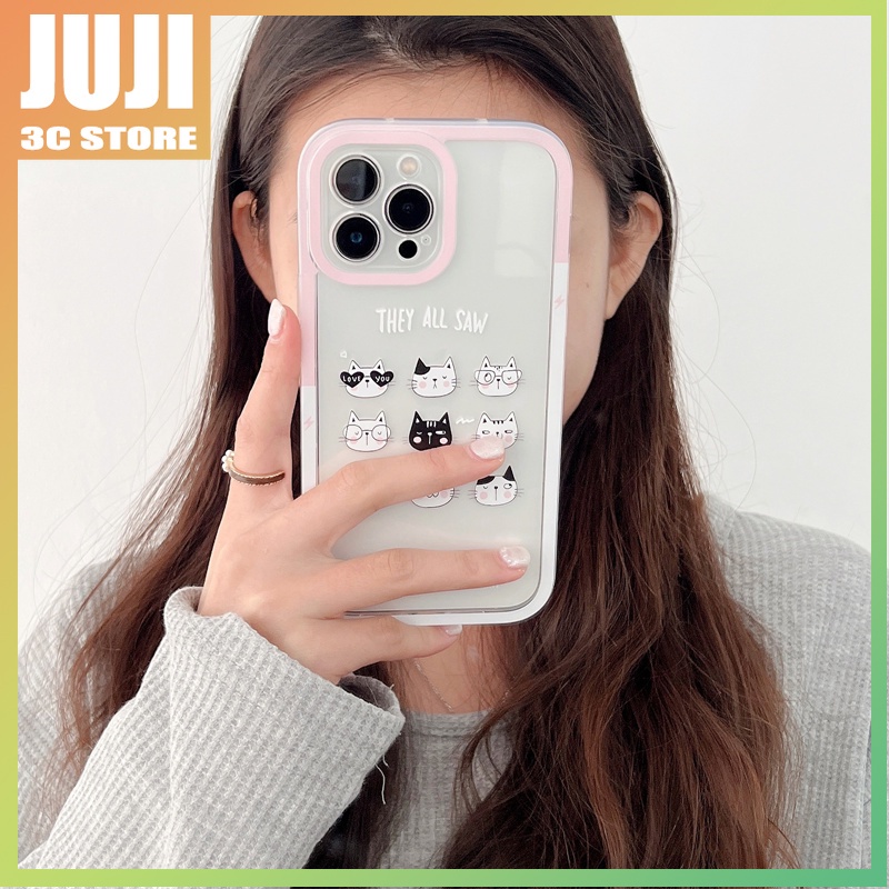 360 Derajat Motif Kartun Kucing Ekspresi Lucu° Soft case Transparan Shockproof Cover iphone x xs xr xsmax 11 12 13 pro max