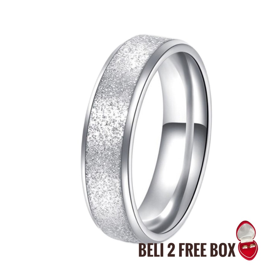 Cincin Couple Titanium Silver (Cincin Emas Putih, Free Ukir Nama)