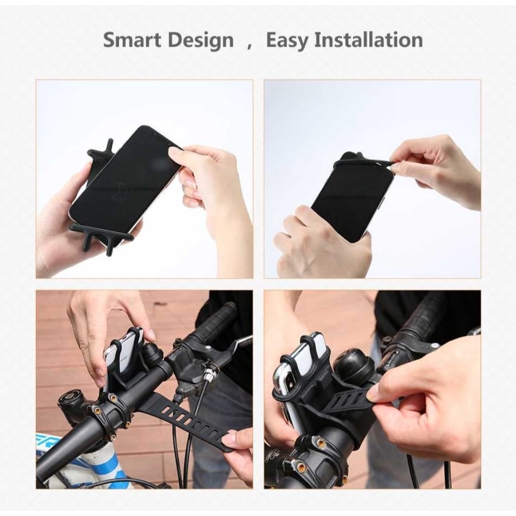 TERMURAH!!! Phone Holder Sepeda SILICON Hitam / Realpict