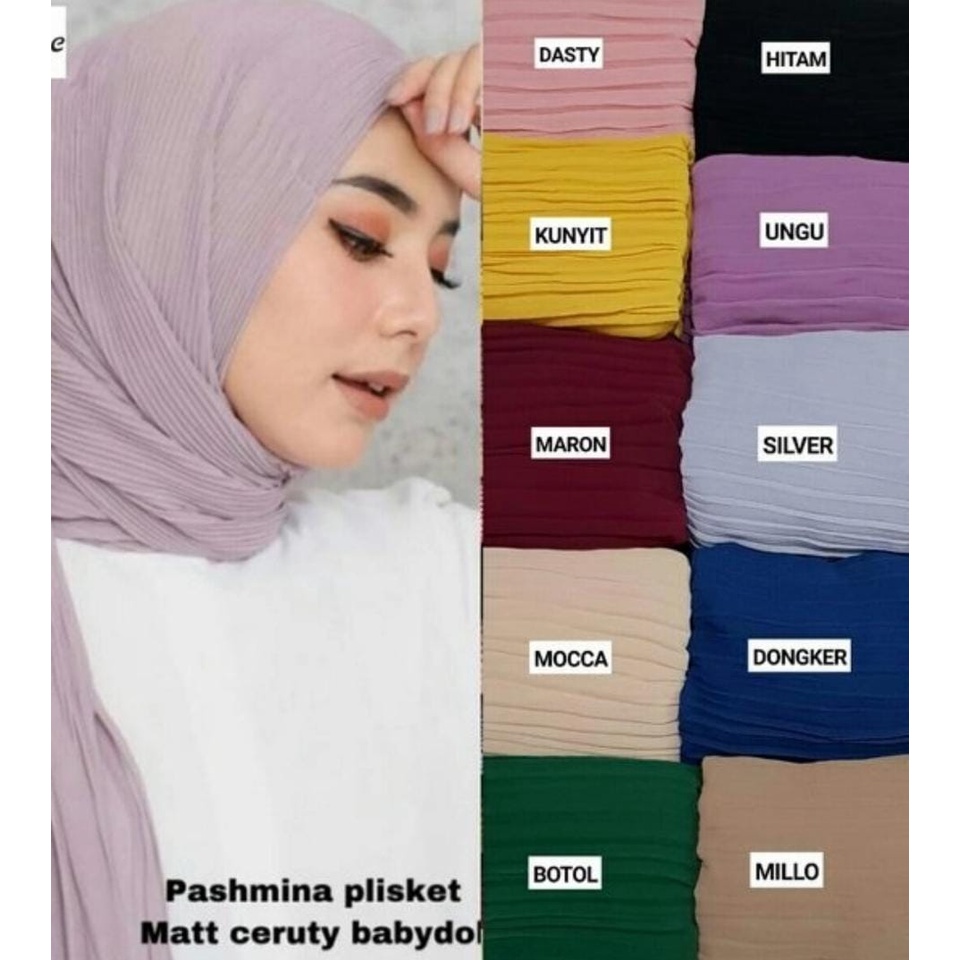 Kerudung Pashmina plisket besar ceruty diamond full