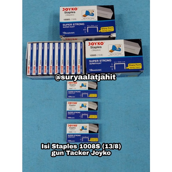 

Isi Staples 1008S gun tacker 13/8 JK 1ktk@1000pcs rp.4.000/1ktk