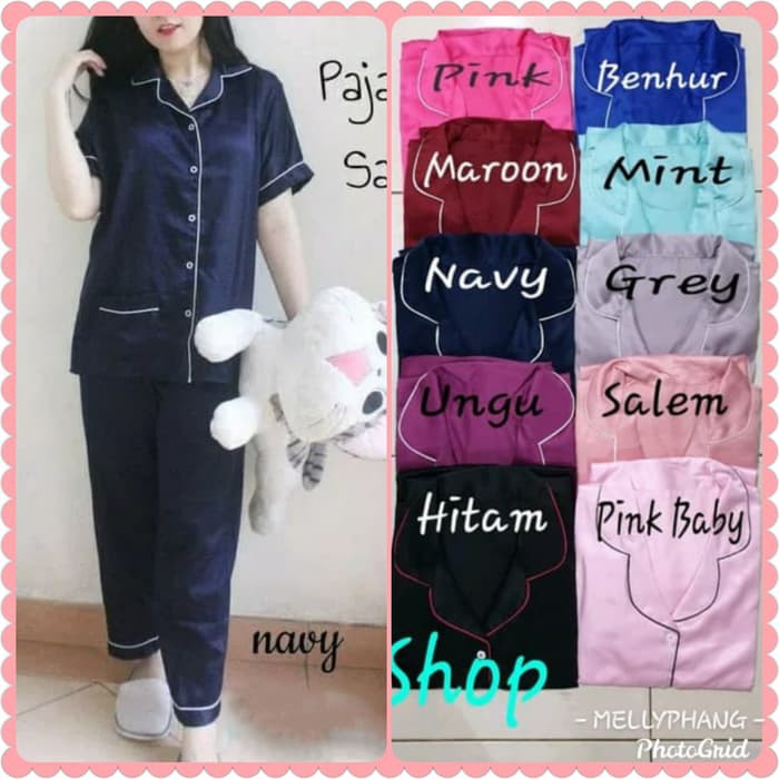 Onqq.Fashion409_Piyama Pajamas Dewasa Cp Katun Embos Kimono 2In1( HN476 BajuTidur/CewePajamasSatinTa