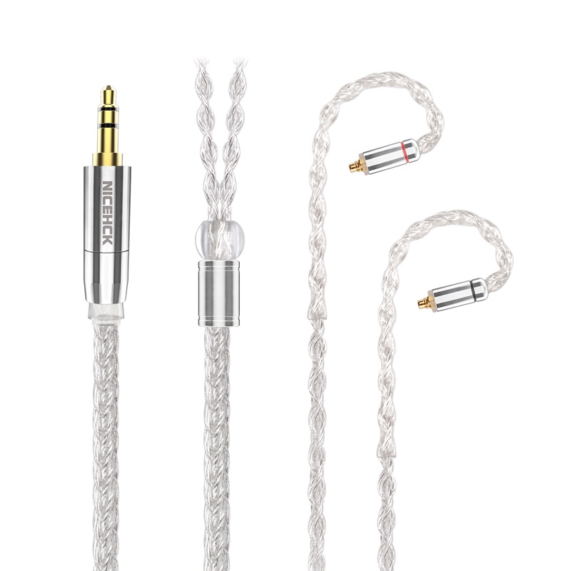 Nicehck Kabel Earbud SilverSE 8 Strand 5N OCC HIFI 3.5 / 2.5 / 4.4mm MMCX / 0.78mm 2Pin Untuk IEM Youth YUME