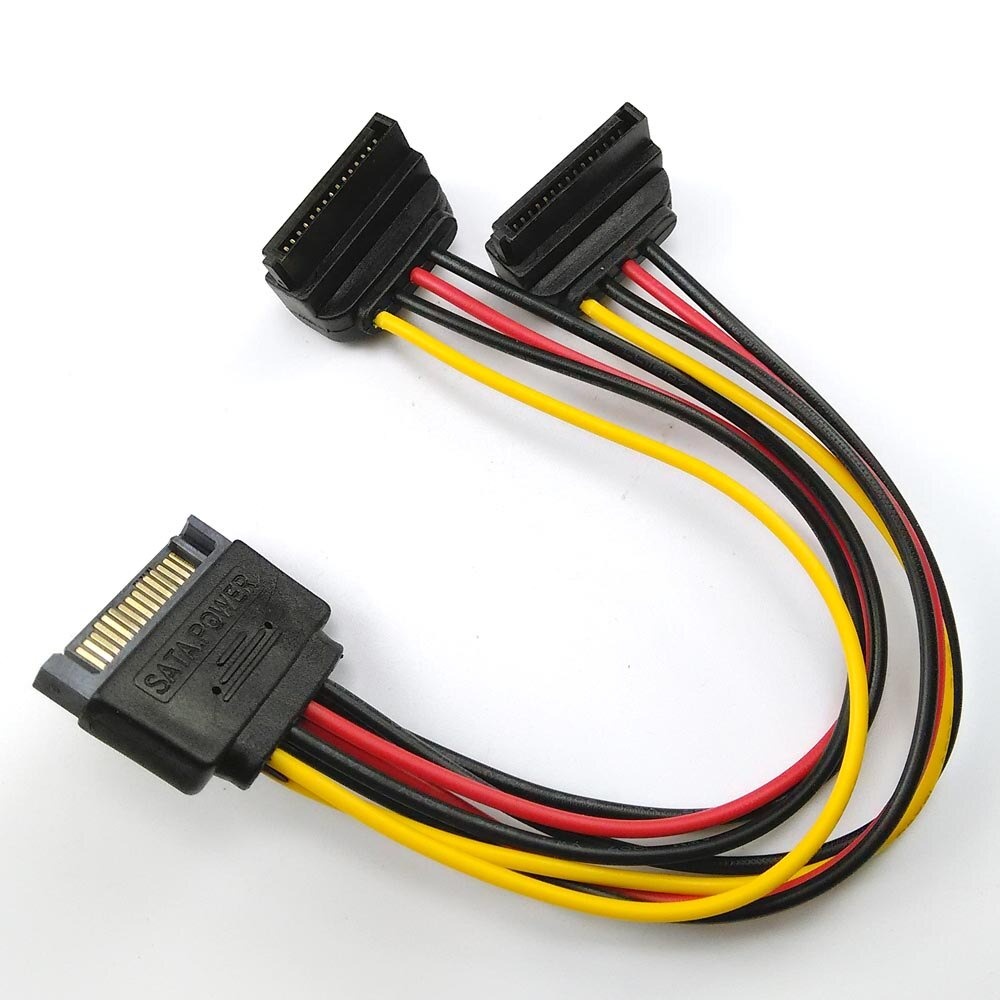 Cable power sata 15p male to 2x serial ata female 15 pin splitter L shape - Kabel power sata extension