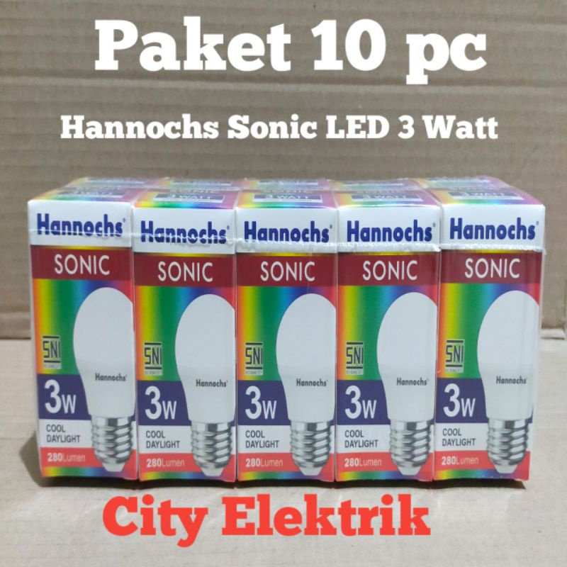 Hannochs Sonic 3 Watt ( Paket 10 pc ) Lampu Bohlam Hannochs Sonic LED 3 Watt / Paket 10 Unit