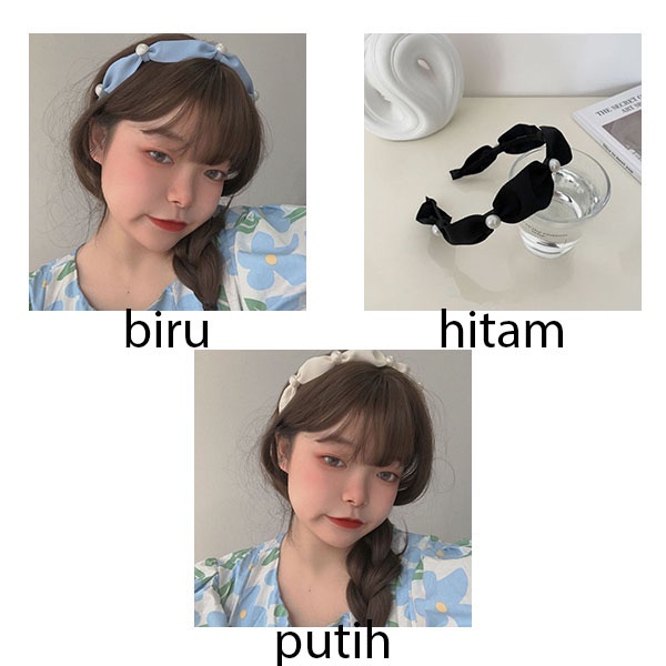 bando mutiara jasmine blue pearl headband jba051 (3h3)